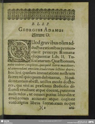 B. L. S. P. Georgius Adamus Struve, D.