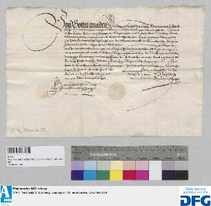 Heinrich Rudolff von Wetze, Administrator zu Waldsassen, stellt der Stadt Nürnberg Quittung aus über 400 fl. Stadtsteuer, die ihm Kaiser Karl V. verschrieben hatte.