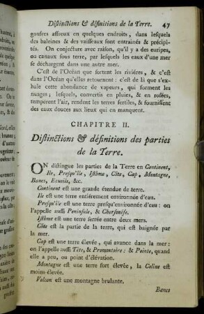 Chapitre II. Distinctions & définitions des parties de la Terre.