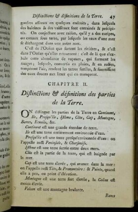 Chapitre II. Distinctions & définitions des parties de la Terre.