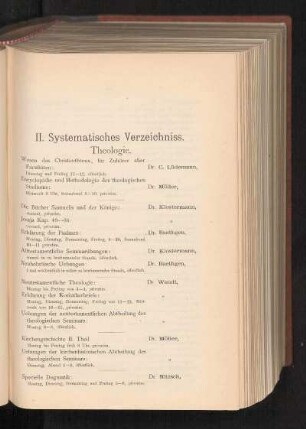 II. Systematisches Verzeichniss.