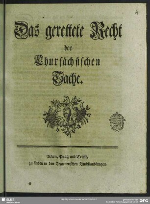Das gerettete Recht der Chursächsischen Sache