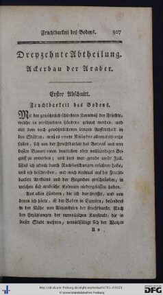 Dreyzehnte Abtheilung. Ackerbau der Araber.
