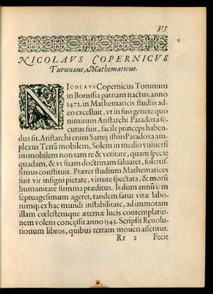 Nicolaus Copernicus Turunaeus, Mathematicus.