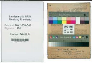 Entnazifizierung Friedrich Hansel , geb. 07.08.1905 (Angestellter)