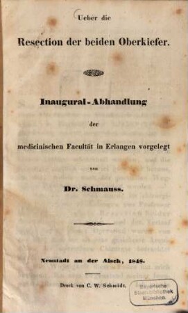Ueber die Resection der beiden Oberkiefer : Inaugural-Abhandlung ...