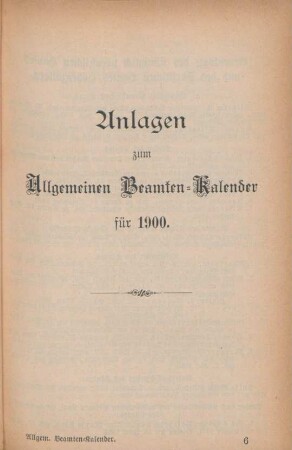 Anlagen zum Allgemeinen Beamten-Kalender für 1900
