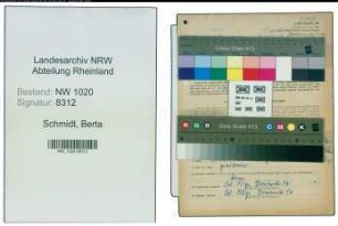 Entnazifizierung Berta Schmidt , geb. 19.01.1897 (Verwaltungsangestellte)