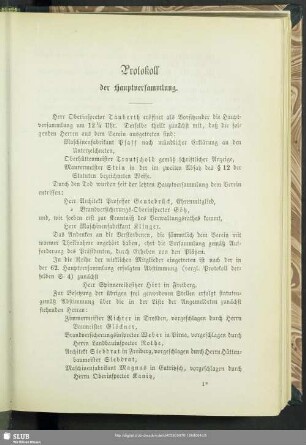 Protokoll der Hauptversammlung
