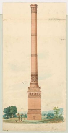 Dampfschornstein Monatskonkurrenz November 1867: Aufriss; Maßstabsleiste