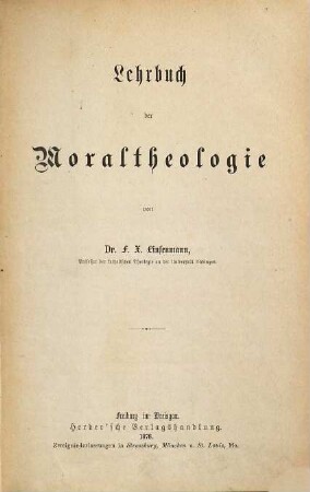 Lehrbuch der Moraltheologie