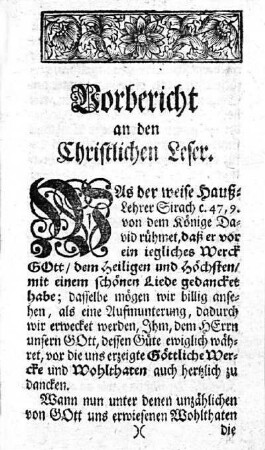 Vorbericht an den Christlichen Leser