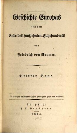 Geschichte Europas seit dem Ende des funfzehnten Jahrhunderts, 3. [Die Niederlande, Dänemark, Schweden und Deutschland vom Tode Karls V., bis zum westphälischen Frieden (1648)]