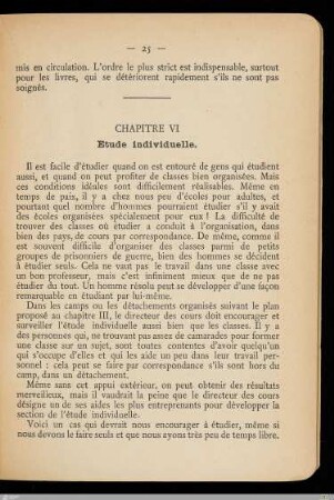Chapitre VI - Etude individuelle