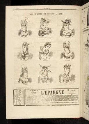 Modes et coiffures pour l'an 1870, par Faustin
