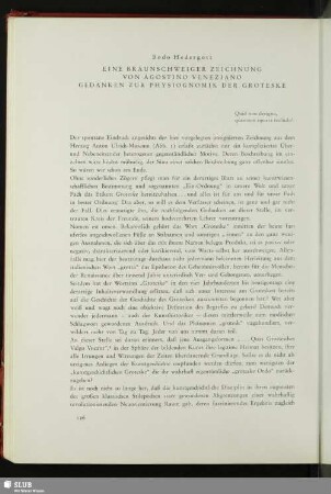 Eine Braunschweiger Zeichnung Von Agostino Veneziano. Gedanken Zur Physiognomik Der Groteske