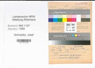 Entnazifizierung Josef Schneider , geb. 19.03.1892 (Posthalter)
