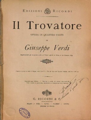IL trovatore : opera in quattro parti