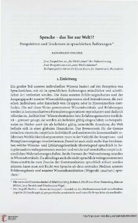 Sprache - das Tor zur Welt?