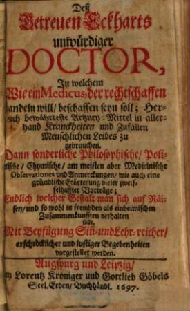 Des getreuen Eckharts unwürdiger Doctor