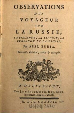 Observations d'un Voyageur sur la Russie