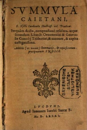 Summvla Caietani ... : Perquàm docta ...
