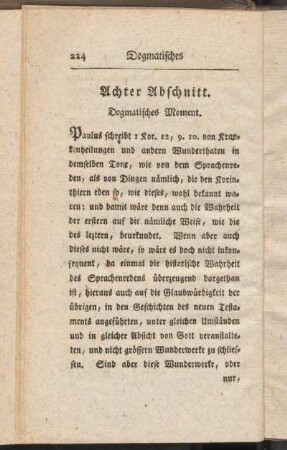 Achter Abschnitt: Dogmatische Moment