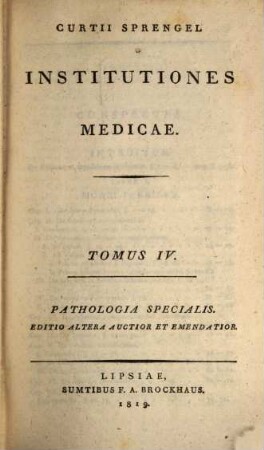 Curtii Sprengel Institutiones pathologiae specialis