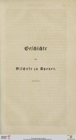 Geschichte der Bischöfe zu Speyer