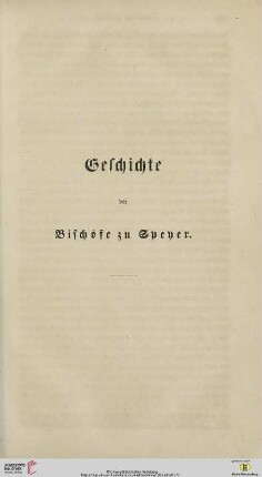 Geschichte der Bischöfe zu Speyer