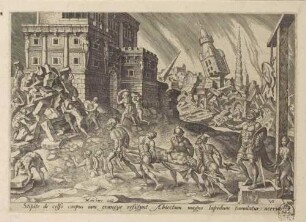 Der Leichnam des Königs von Ai wird vor die Tore der Stadt gebracht, Blatt 10 aus der Folge "Das Unglück des jüdischen Volkes"