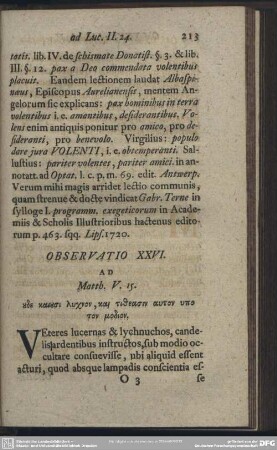 Observatio XXVI. Ad Matth. V. 15.