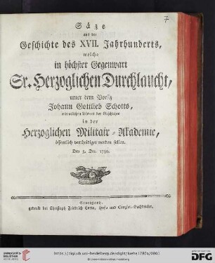 Säze aus der Geschichte des XVII. Jahrhunderts