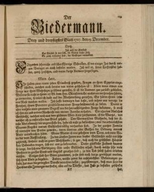 Drey und dreyßigstes Blatt 1727. den 15. December