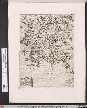 Landkarte von Morea/Peloponnes und Umgebung.