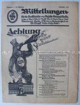 Mitteilungsblatt für Funktionäre des Bezirks-Verbandes Berlin der SPD zur Wahl der Stadtverordneten
