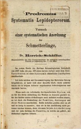 Prodromus Systematis Lepidopterorum : Versuch einer systematischen Anordnung der Schmetterlinge
