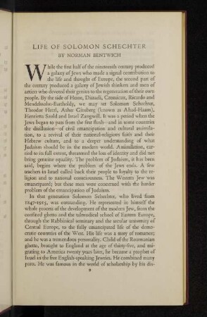 Life of Solomon Schechter
