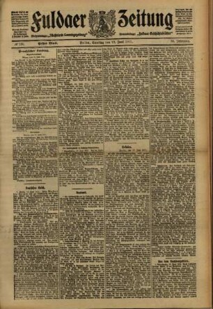 Erste Ausgabe vom Samstag, den 17. Juni 1911.