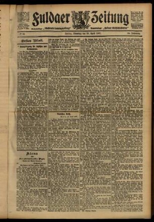 Erste Ausgabe vom Dienstag, den 23. April 1907.