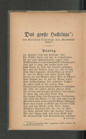 Das große Halleluja.