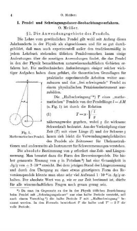 § 1. Die Anwendungsgebiete des Pendels.