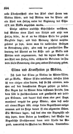 Clima und Krankheiten zu Medina.