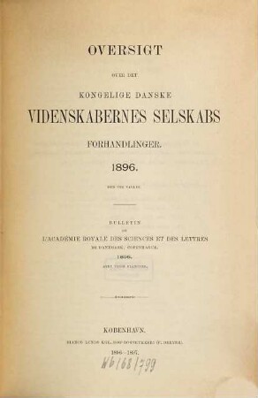 Oversigt over Selskabets virksomhed : annual report with an English summary. 1896