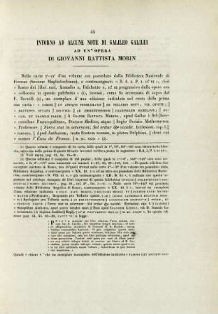 Intorno ad alcune note di Galileo Galilei ad un'opera di Giovanni Battista Morin.
