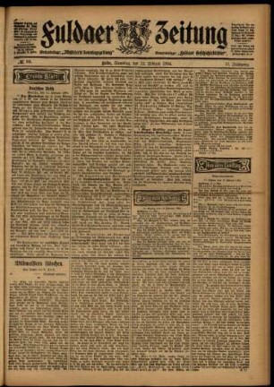 Erste Ausgabe vom Samstag, den 13. Februar 1904.