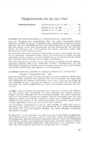 Tätigkeitsbericht für das Jahr 1968