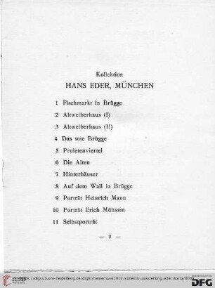 Kollektion Hans Eder, München