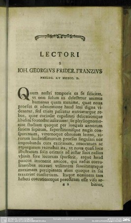 Lectori S Ioh. Georgius Frider. Franzius Philos. Et Medic. D.