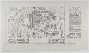 Städtebauliche Baumassenstudie Courbièrestraße (nicht realisiert) – Lageplan, Stufe 3. Berlin-Schöneberg, Courbièrestraße 14-18, Kurfürstenstraße 124a-125